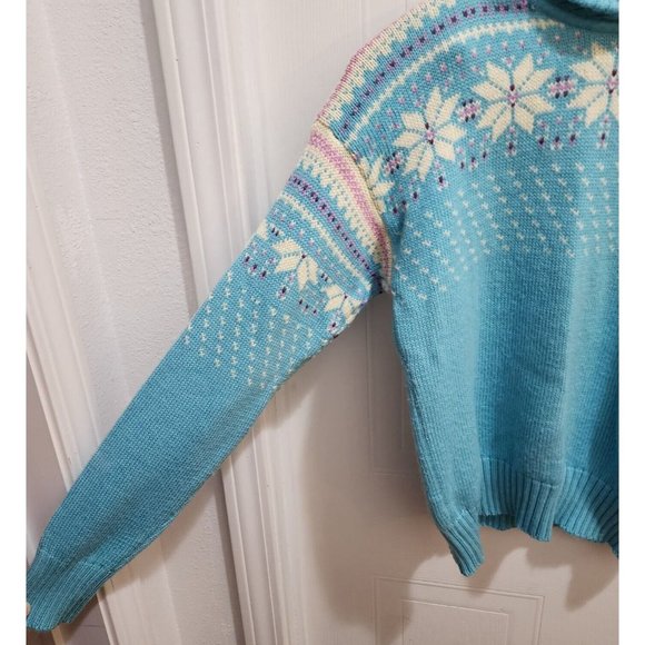 Vintage Obermeyer Womens Pullover Ski Sweater Blue Fair Isle Wool Blend See Info - Picture 4 of 10